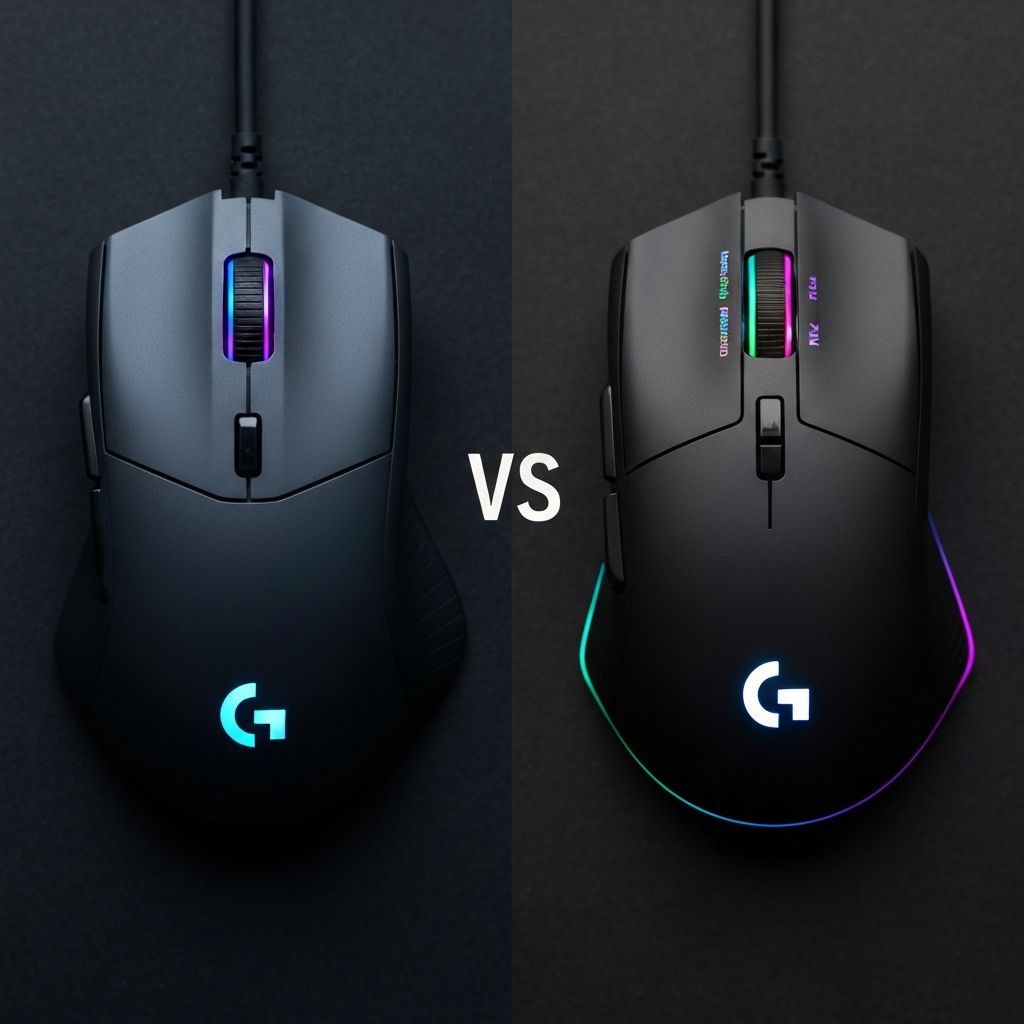 Logitech and Razer gaming mice side by side