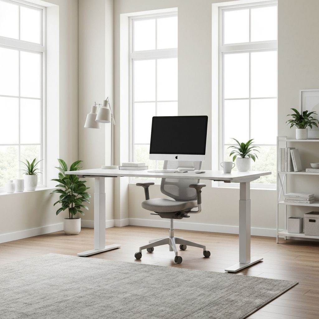 Modern standing desk in home office